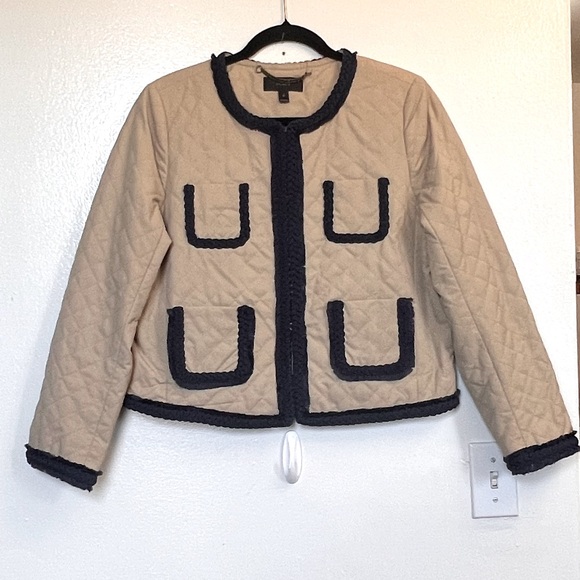 J.Crew Quilted Safari Jacket with navy trim - Picture 1 of 13